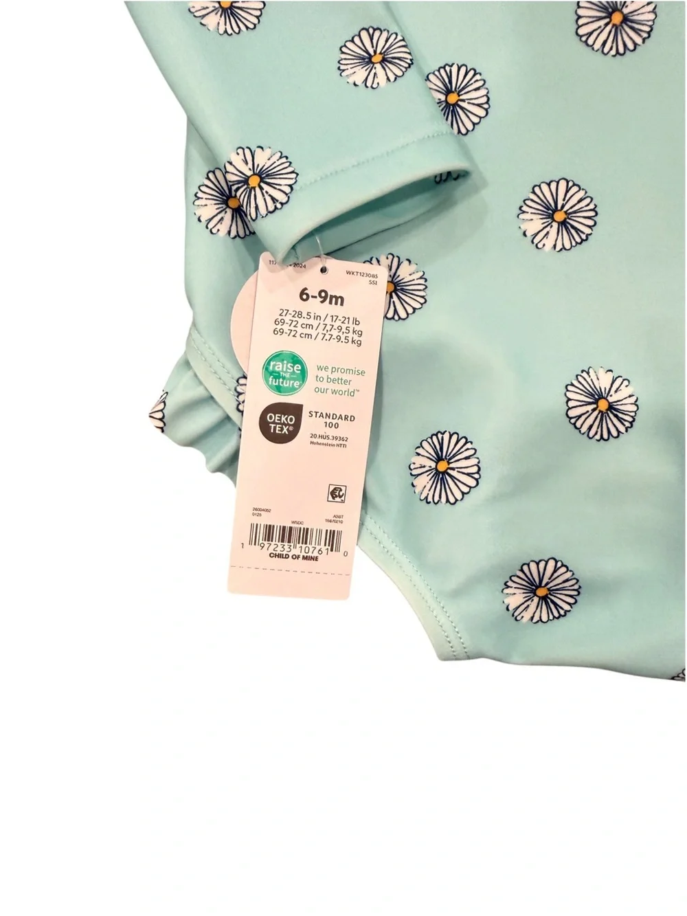 NWT 6-9M Carter's Child of Mine Baby Girl Long- Sleeve Rash Guard Swimsuit